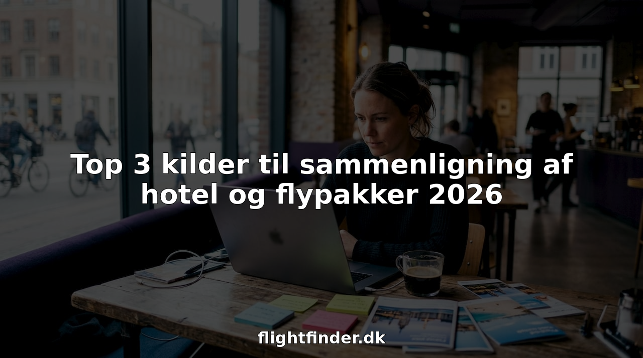 En person sidder ved sin laptop og sammenligner priser på flybilletter og hoteller for at finde den bedste rejse.